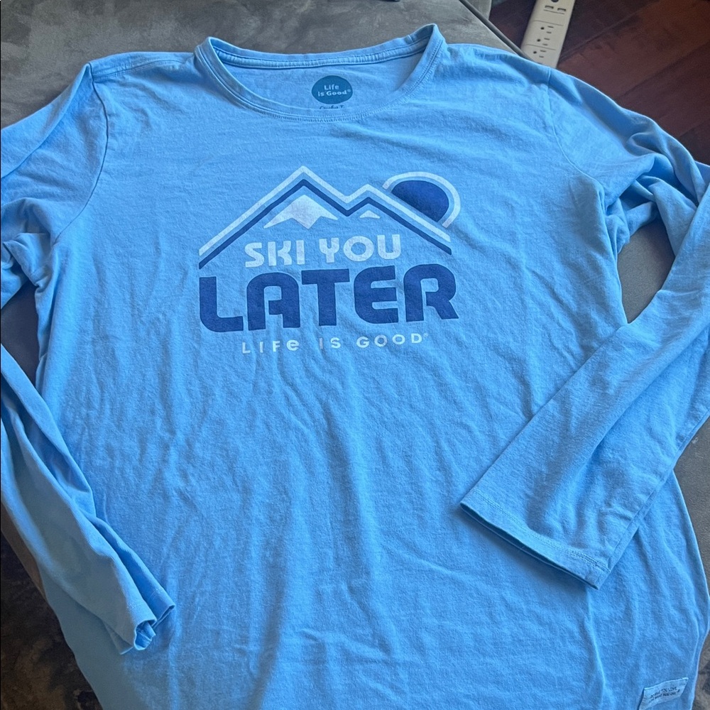 Life Is Good Women's Light Blue 'Ski You Later' Long Sleeve Tee